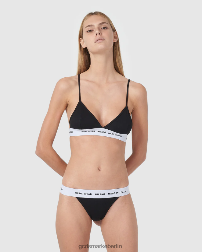 GCDS Frauen Verschleißschlupf LP42F468 Schwarz Kleidung