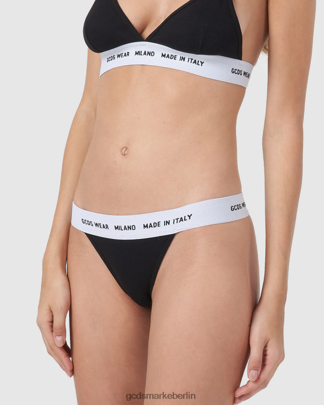 GCDS Frauen Verschleißschlupf LP42F468 Schwarz Kleidung