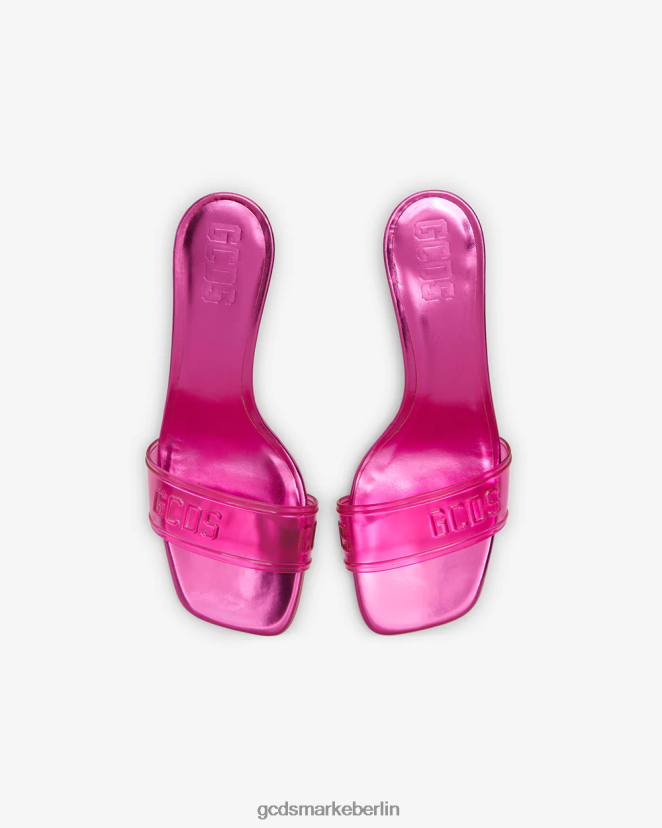 GCDS Frauen Niedrige Sandalen mit transparentem Logo LP42F512 Fuchsie Schuhwerk