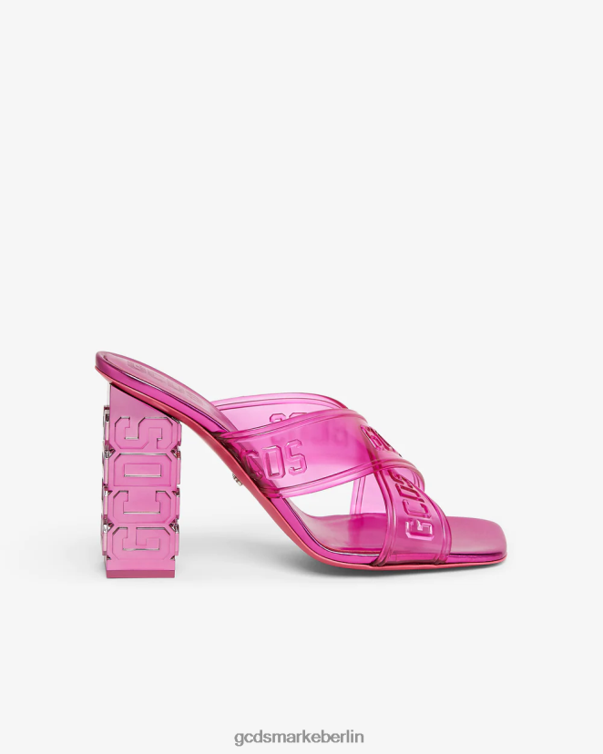 GCDS Frauen Transparente, überkreuzte, hohe Sandale LP42F511 Fuchsie Schuhwerk