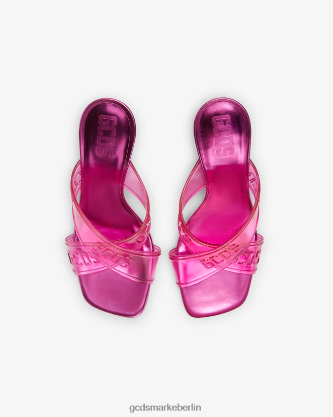 GCDS Frauen Transparente, überkreuzte, hohe Sandale LP42F511 Fuchsie Schuhwerk