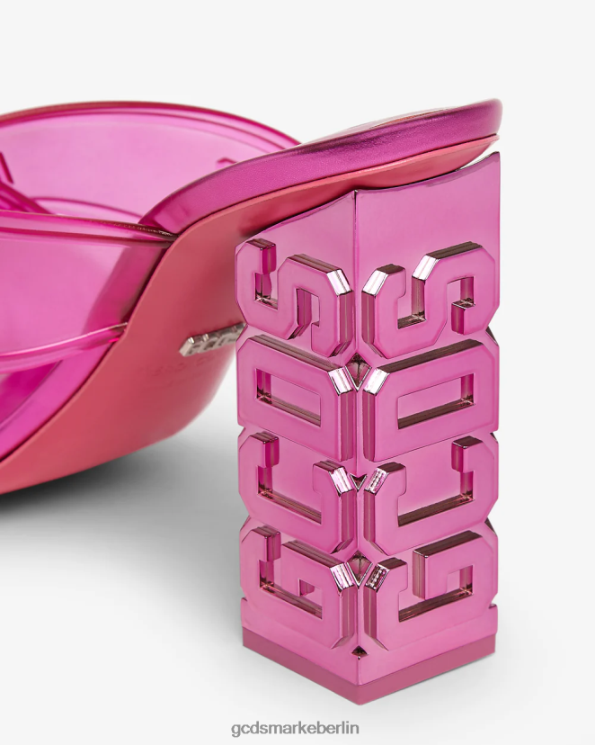 GCDS Frauen Transparente, überkreuzte, hohe Sandale LP42F511 Fuchsie Schuhwerk