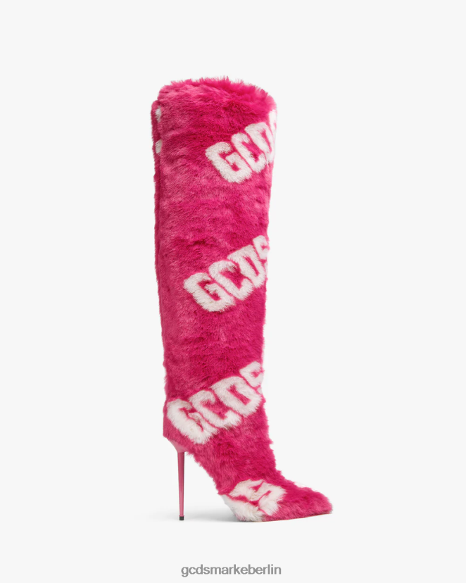 GCDS Frauen Kunstpelzstiefel LP42F495 Fuchsie Schuhwerk