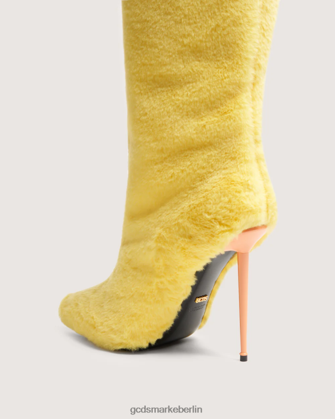 GCDS Frauen Pelzstiefel LP42F567 Gelb Schuhwerk