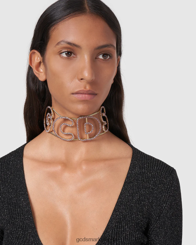 GCDS Frauen Bling-Choker mit Andy-Logo LP42F564 lila Zubehörteil