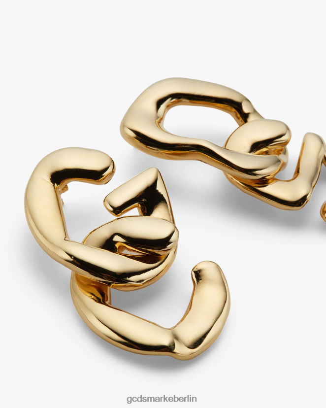 GCDS Frauen Ohrringe mit Logo-Kette LP42F551 Gold Zubehörteil