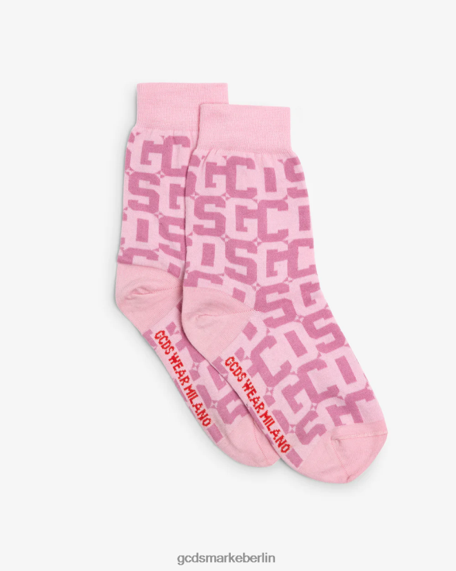 GCDS Frauen Socken aus Monogramm-Jacquard LP42F546 Rosa Zubehörteil
