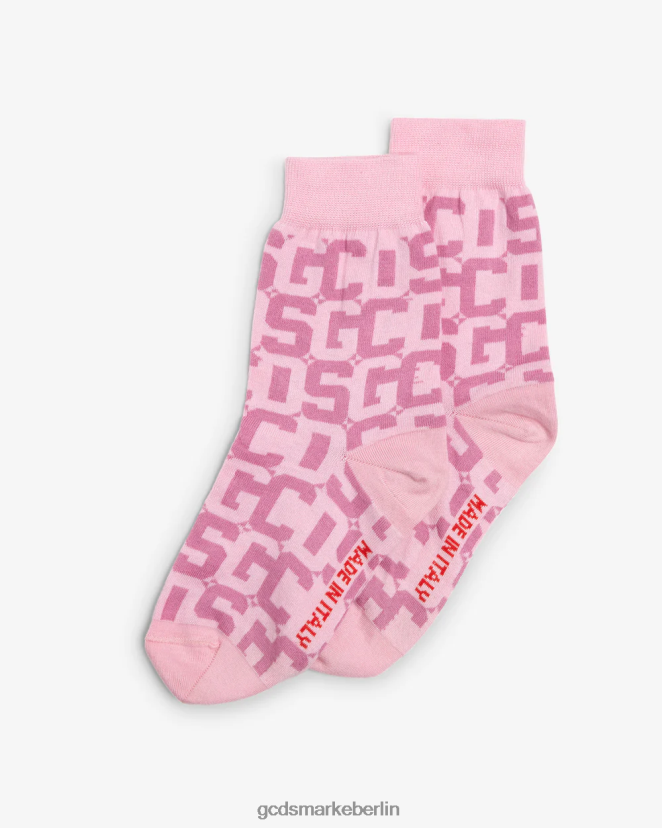 GCDS Frauen Socken aus Monogramm-Jacquard LP42F546 Rosa Zubehörteil