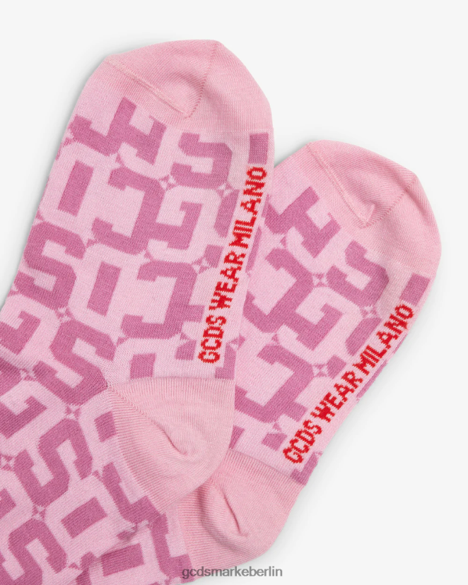 GCDS Frauen Socken aus Monogramm-Jacquard LP42F546 Rosa Zubehörteil