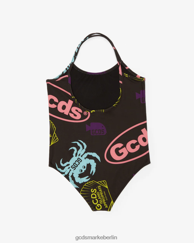 GCDS Kinder Junior-Shell-Badeanzug LP42F822 Schwarz Kleidung