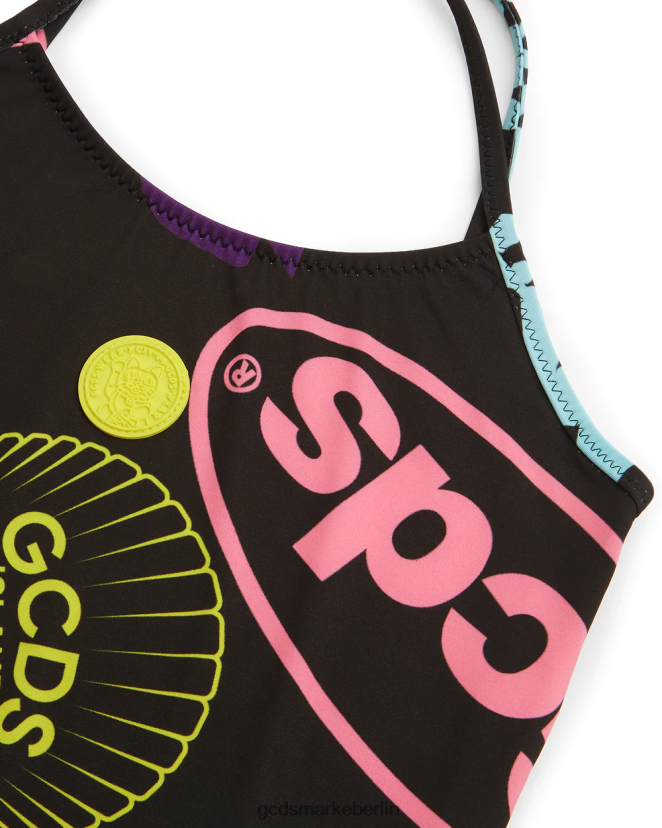 GCDS Kinder Junior-Shell-Badeanzug LP42F822 Schwarz Kleidung