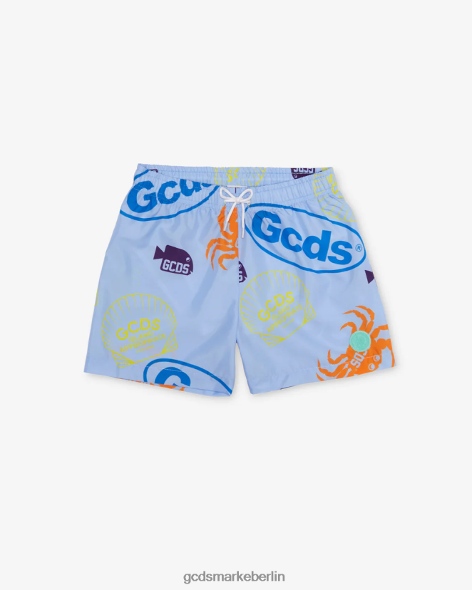 GCDS Kinder Junior-Shell-Badeshorts LP42F763 Blau Kleidung
