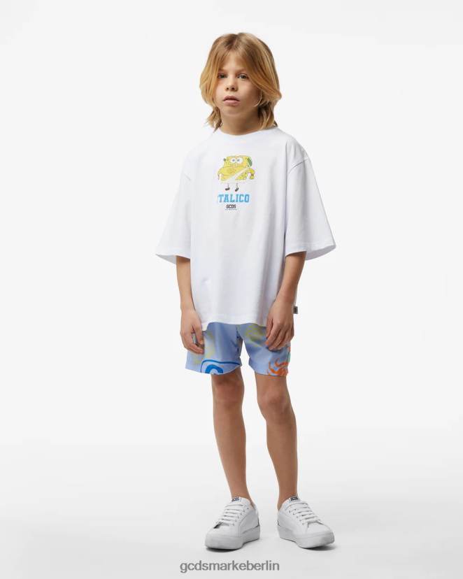 GCDS Kinder Junior-Shell-Badeshorts LP42F763 Blau Kleidung