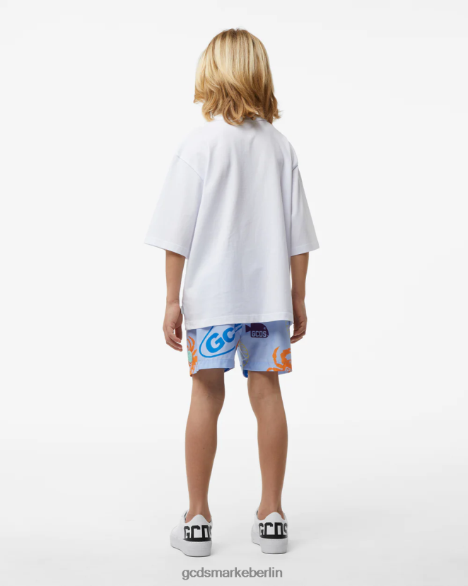 GCDS Kinder Junior-Shell-Badeshorts LP42F763 Blau Kleidung
