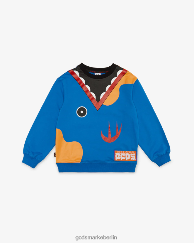 GCDS Kinder Junior-Haifisch-Rundhalsausschnitt LP42F702 Blau Kleidung