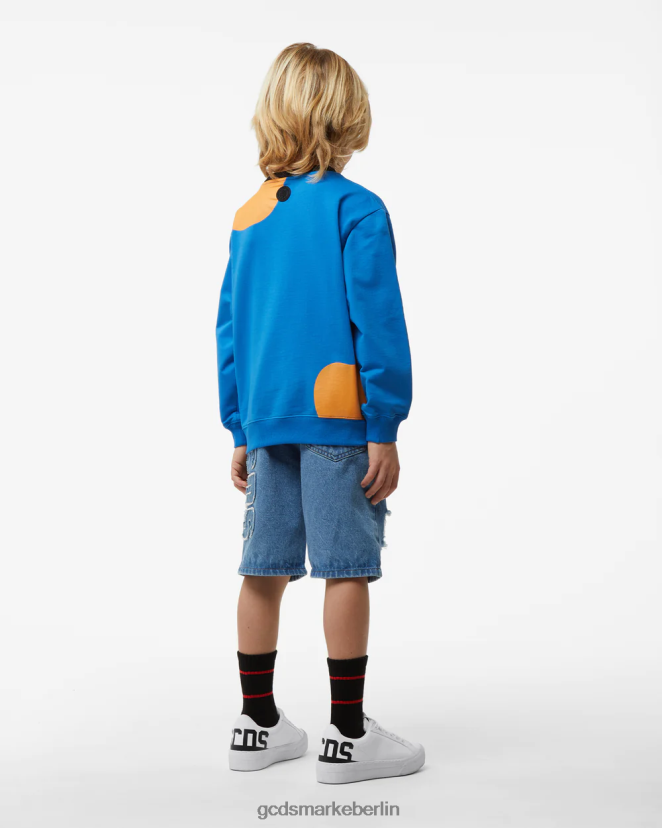 GCDS Kinder Junior-Haifisch-Rundhalsausschnitt LP42F702 Blau Kleidung