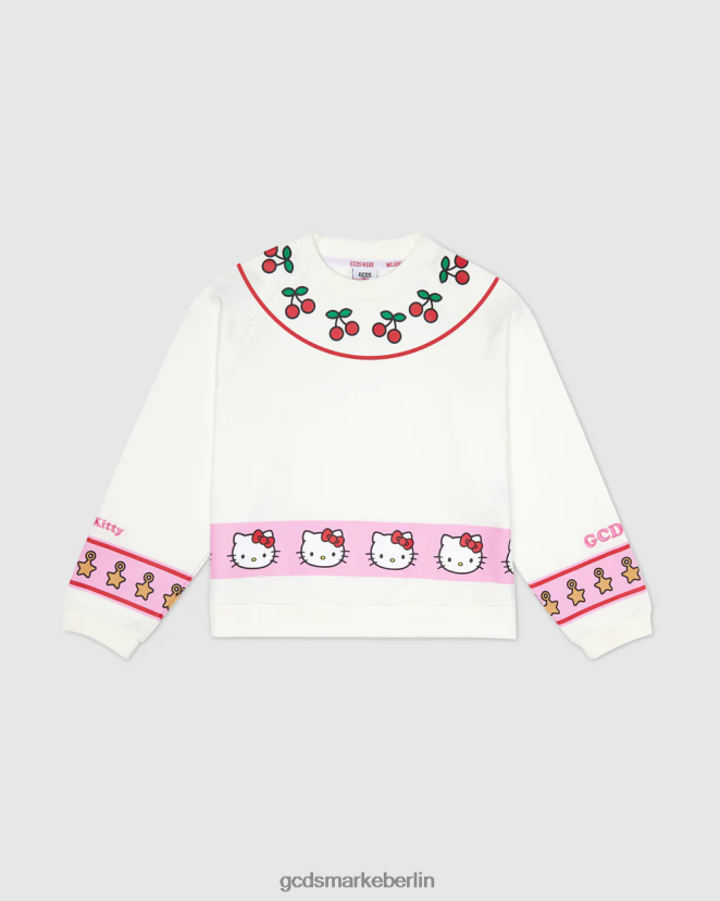 GCDS Kinder Junior-Hello-Kitty-Rundhalsausschnitt LP42F784 cremefarben Kleidung