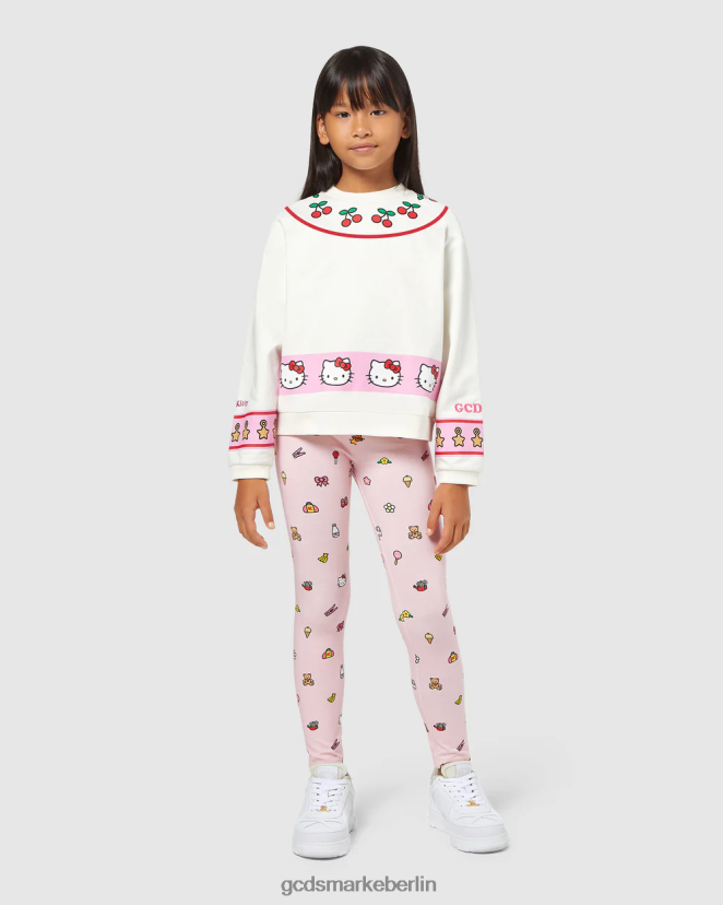GCDS Kinder Junior-Hello-Kitty-Rundhalsausschnitt LP42F784 cremefarben Kleidung