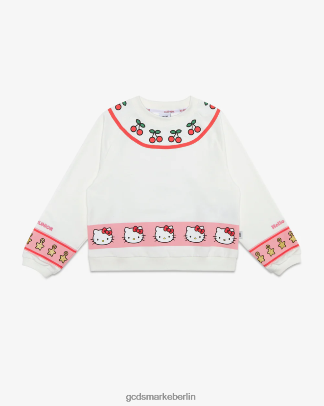 GCDS Kinder Junior-Hello-Kitty-Rundhalsausschnitt LP42F787 cremefarben Kleidung