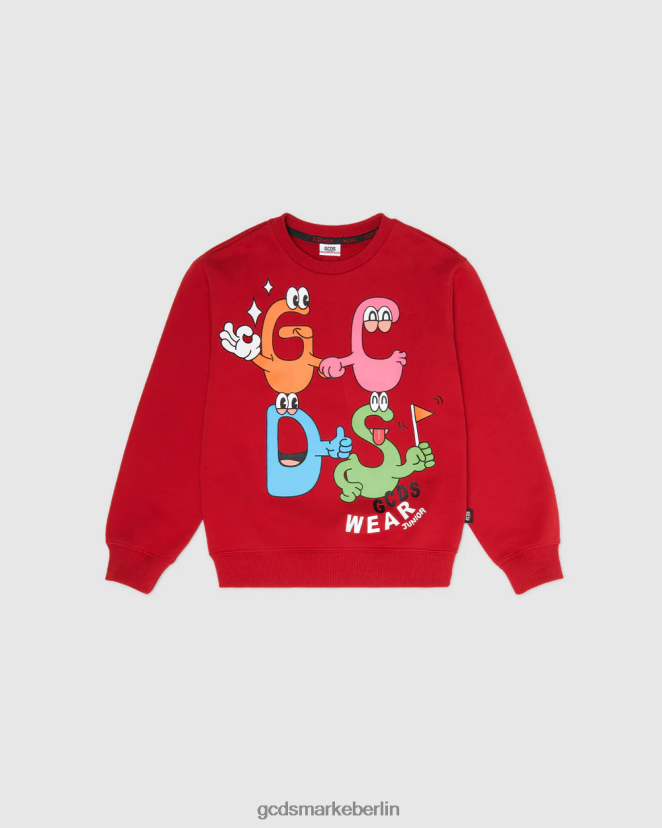 GCDS Kinder Junior-Monster mit Rundhalsausschnitt LP42F666 Rot Kleidung