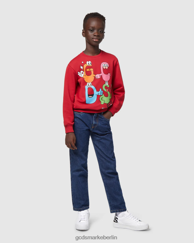 GCDS Kinder Junior-Monster mit Rundhalsausschnitt LP42F666 Rot Kleidung