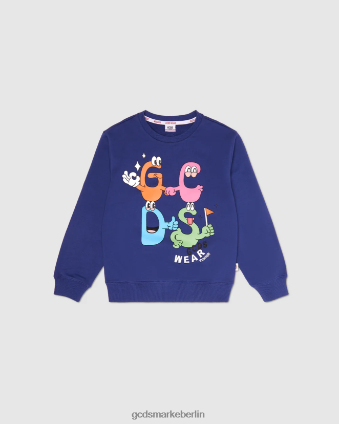 GCDS Kinder Junior-Monster mit Rundhalsausschnitt LP42F667 Blau Kleidung