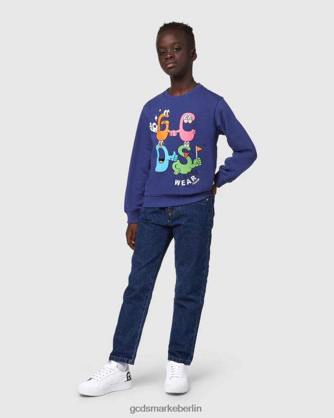 GCDS Kinder Junior-Monster mit Rundhalsausschnitt LP42F667 Blau Kleidung