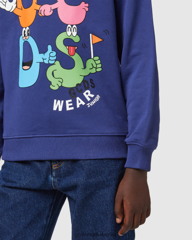 GCDS Kinder Junior-Monster mit Rundhalsausschnitt LP42F667 Blau Kleidung