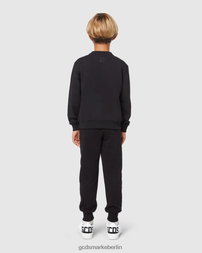 GCDS Kinder Junior-Monster mit Rundhalsausschnitt LP42F668 Schwarz Kleidung