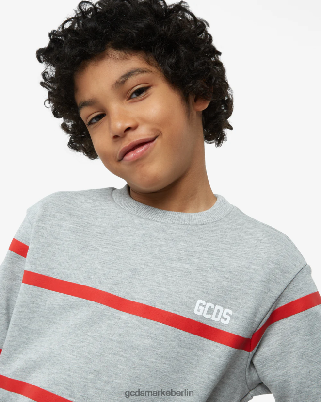 GCDS Kinder Junior-Rundhalsausschnitt mit niedrigem Logoband LP42F693 grau Kleidung