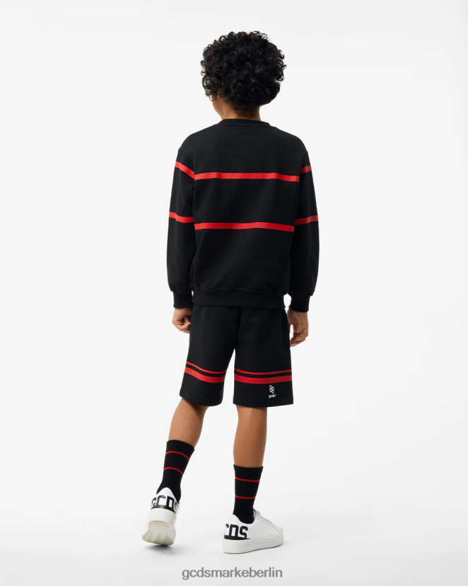 GCDS Kinder Junior-Rundhalsausschnitt mit niedrigem Logoband LP42F695 Schwarz Kleidung