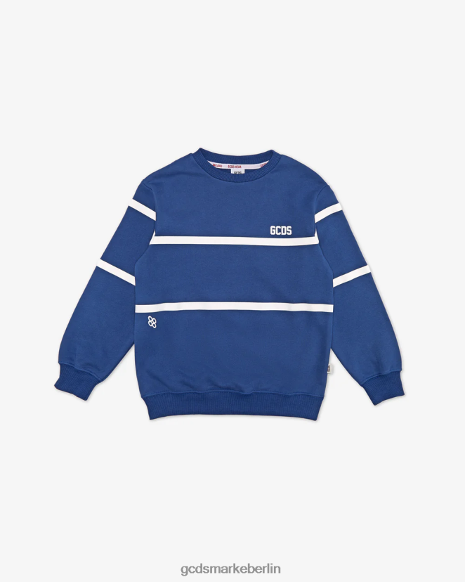 GCDS Kinder Junior-Rundhalsausschnitt mit niedrigem Logoband LP42F696 Blau Kleidung