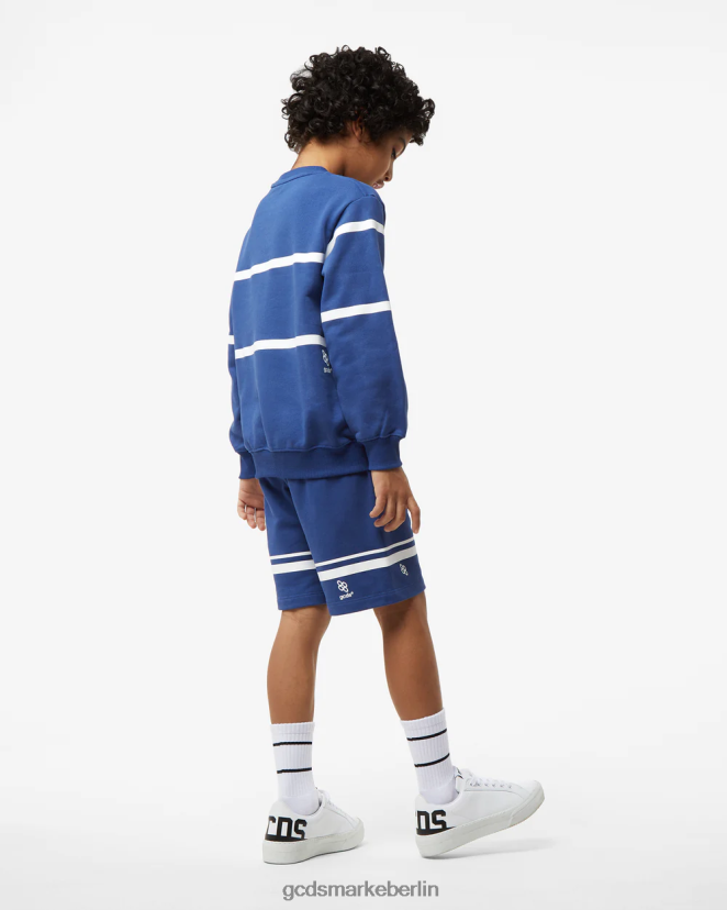 GCDS Kinder Junior-Rundhalsausschnitt mit niedrigem Logoband LP42F696 Blau Kleidung