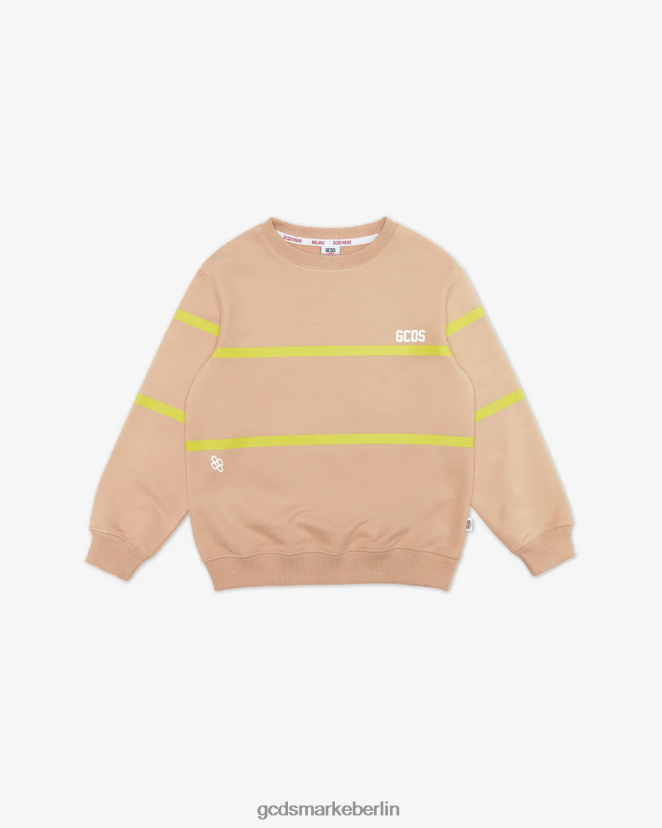 GCDS Kinder Junior-Rundhalsausschnitt mit niedrigem Logoband LP42F697 Beige Kleidung