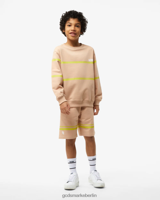 GCDS Kinder Junior-Rundhalsausschnitt mit niedrigem Logoband LP42F697 Beige Kleidung