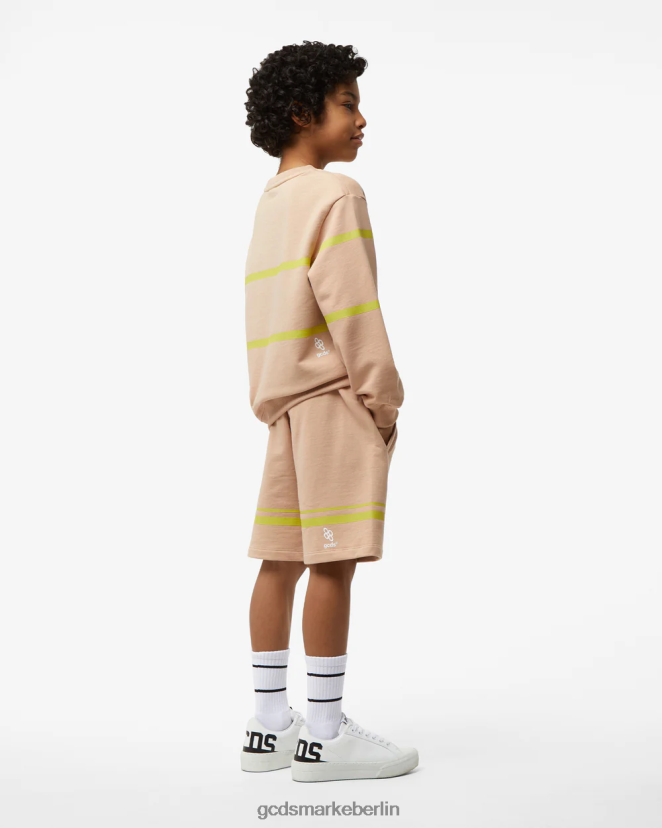 GCDS Kinder Junior-Rundhalsausschnitt mit niedrigem Logoband LP42F697 Beige Kleidung