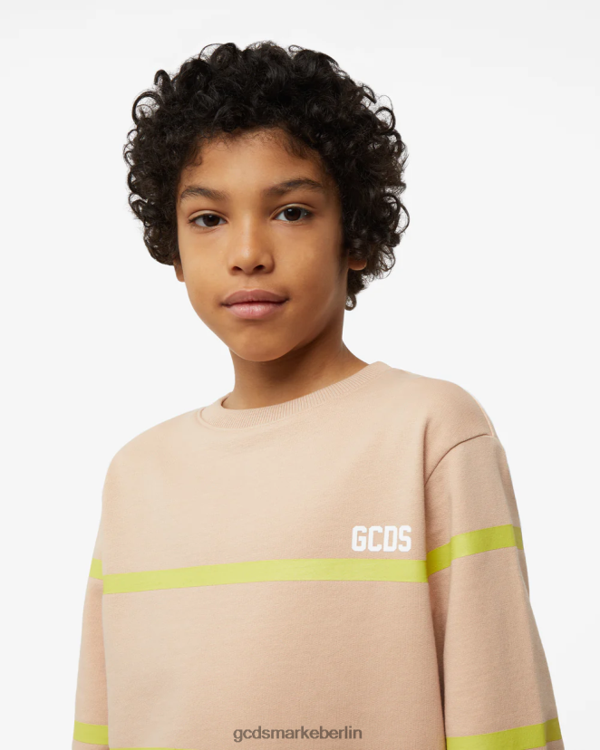 GCDS Kinder Junior-Rundhalsausschnitt mit niedrigem Logoband LP42F697 Beige Kleidung