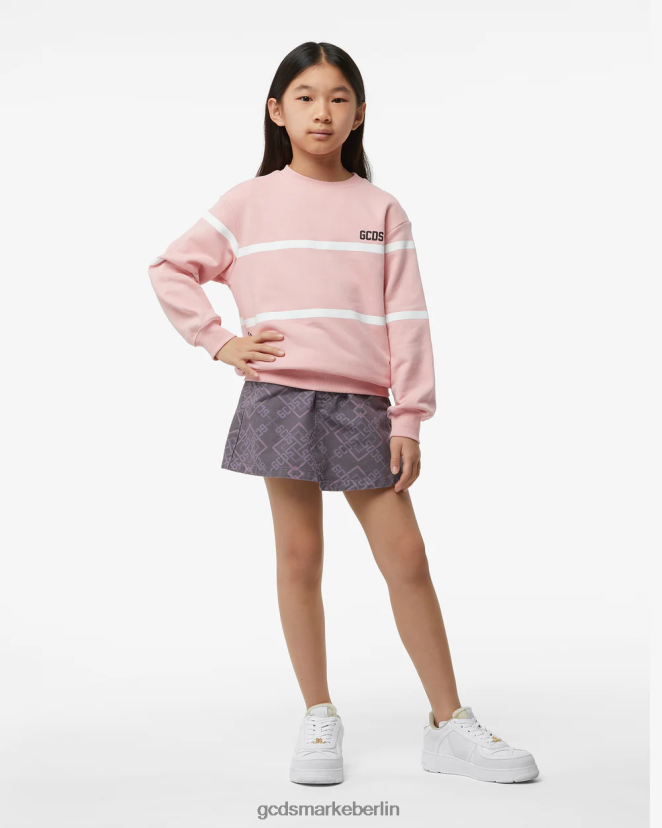 GCDS Kinder Junior-Rundhalsausschnitt mit niedrigem Logoband LP42F785 Rosa Kleidung