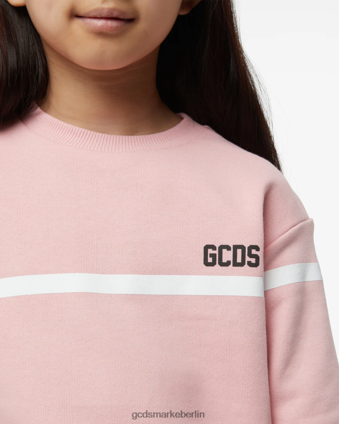 GCDS Kinder Junior-Rundhalsausschnitt mit niedrigem Logoband LP42F785 Rosa Kleidung