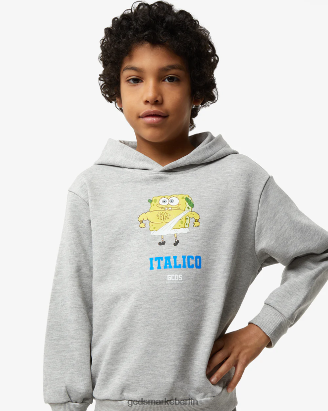 GCDS Kinder Kapuzenpullover „Spongebob Italico“ für Kinder LP42F703 grau Kleidung