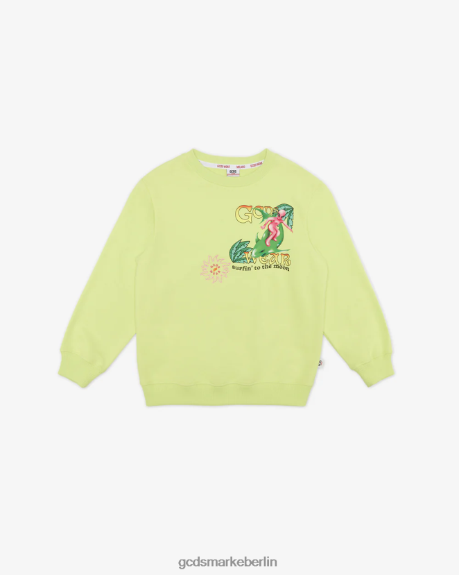 GCDS Kinder Kapuzenpullover mit Aufdruck „Wirdo Surfing“ für Kinder LP42F691 Kalk Kleidung
