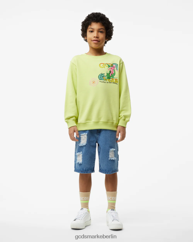 GCDS Kinder Kapuzenpullover mit Aufdruck „Wirdo Surfing“ für Kinder LP42F691 Kalk Kleidung