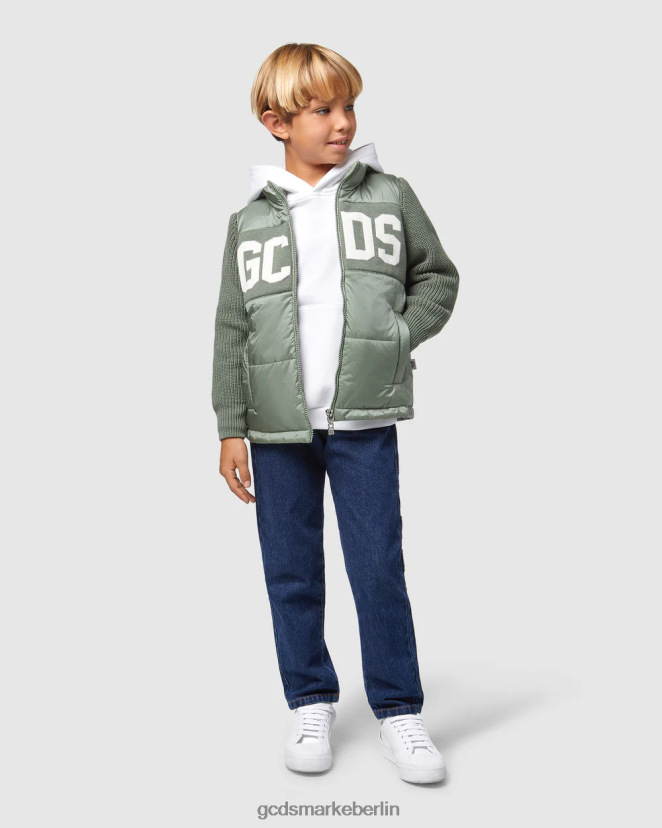 GCDS Kinder Kapuzenpullover mit Bliss-Logo für Kinder LP42F675 Weiß Kleidung