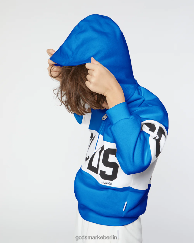 GCDS Kinder Kapuzenpullover mit Logoband für Kinder LP42F686 Blau Kleidung