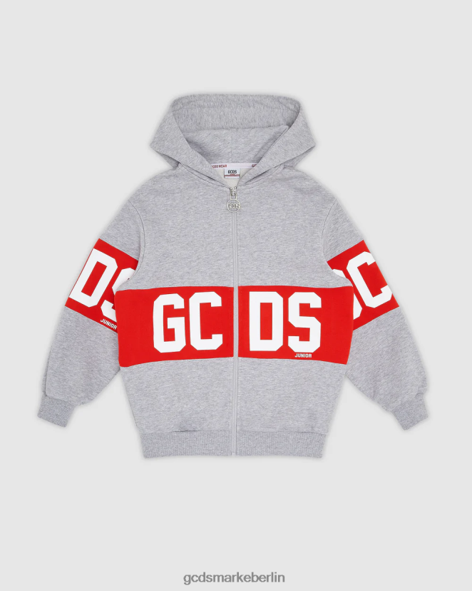 GCDS Kinder Kapuzenpullover mit Logoband für Kinder LP42F687 grau Kleidung