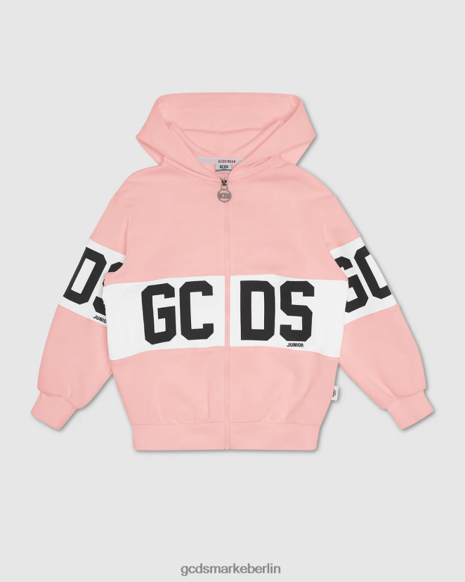 GCDS Kinder Kapuzenpullover mit Logoband für Kinder LP42F688 Rosa Kleidung