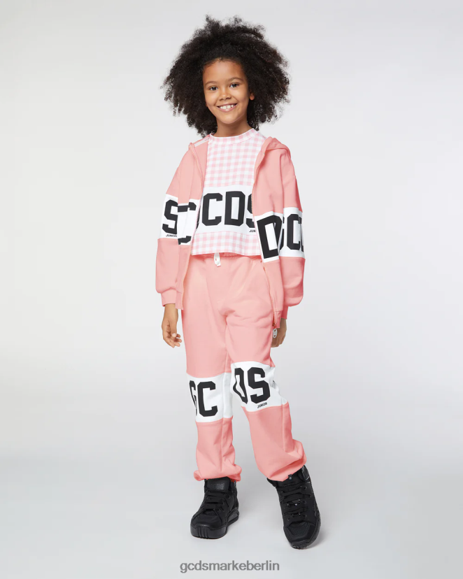 GCDS Kinder Kapuzenpullover mit Logoband für Kinder LP42F688 Rosa Kleidung