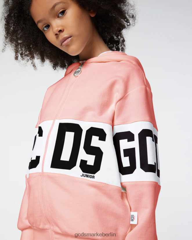 GCDS Kinder Kapuzenpullover mit Logoband für Kinder LP42F688 Rosa Kleidung