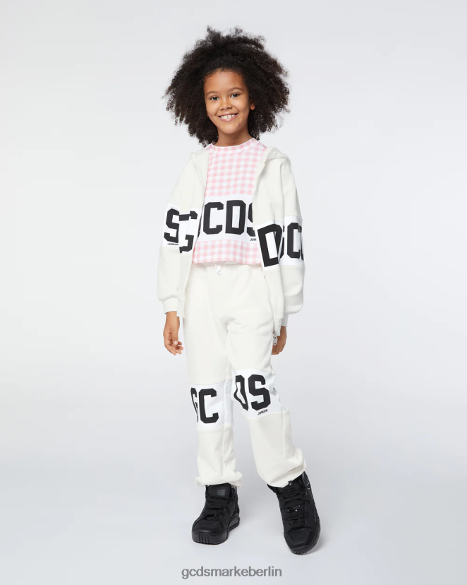 GCDS Kinder Kapuzenpullover mit Logoband für Kinder LP42F689 cremefarben Kleidung