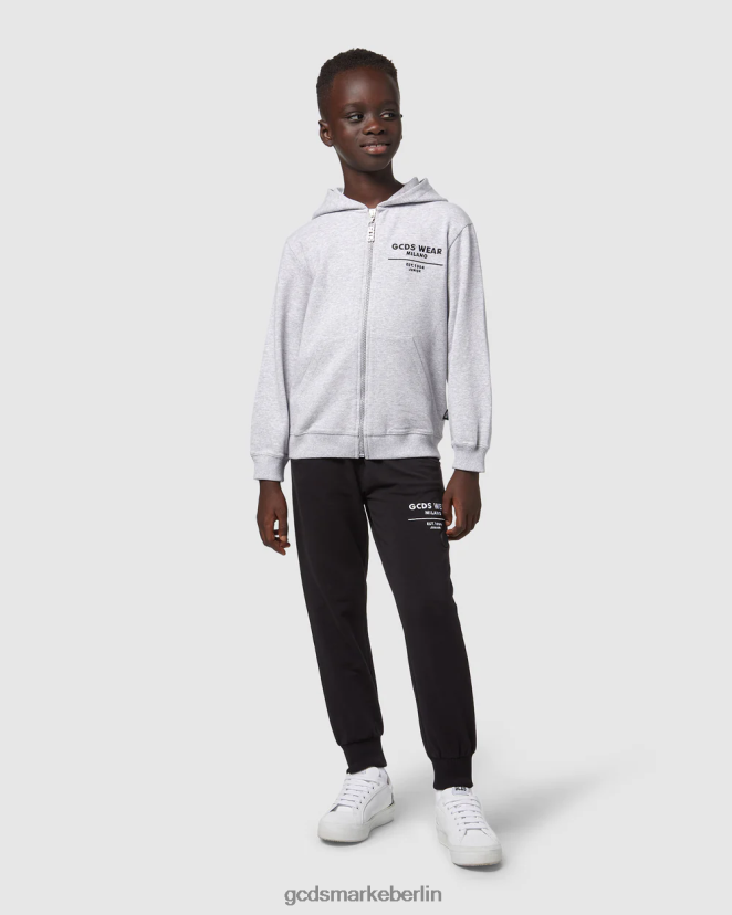 GCDS Kinder Kapuzenpullover mit Reißverschluss für den Junior-College-Bereich LP42F672 grau Kleidung